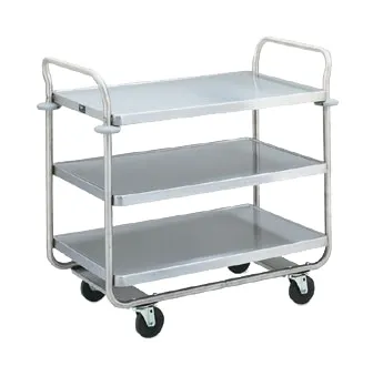 Vollrath 97168 Stainless Steel 3-Shelf Caravelle Tubular Utility Cart - 37.5 x 21 x 35.5