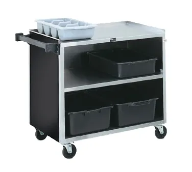 Vollrath 97182 Stainless Steel 3 Shelf Bussing Cart w/ Black Vinyl Finish - 39.25 x 21 x 34.75