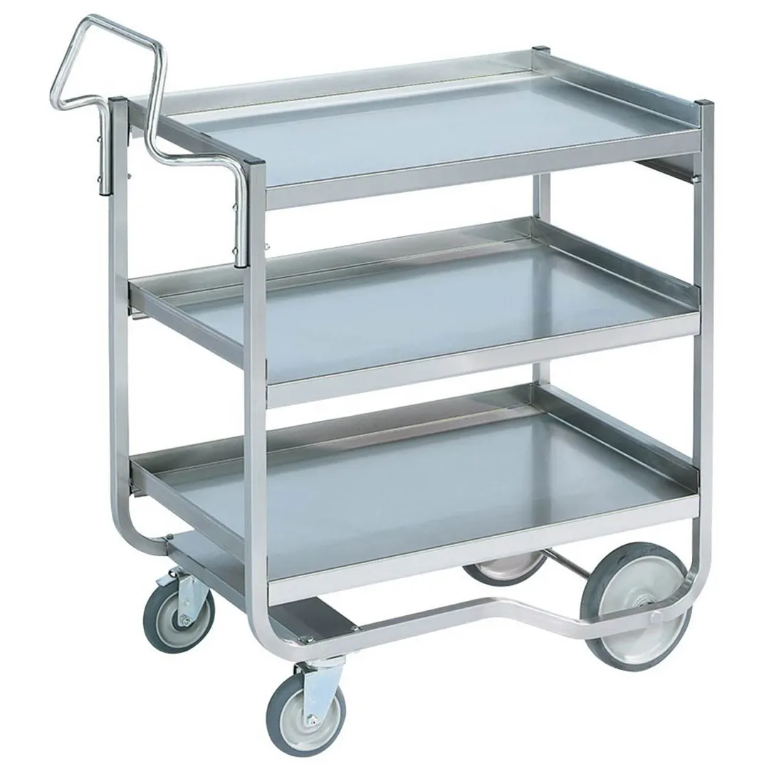 Vollrath 97208 Heavy-Duty Stainless Steel 3-Shelf Utility Cart w/ 23" x 35" Shelves