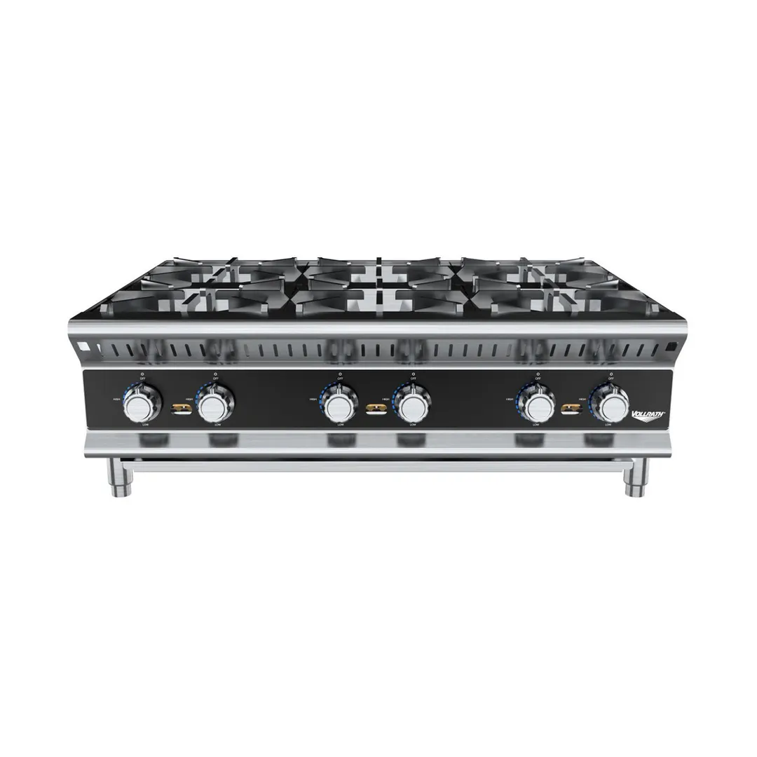 Vollrath HPG6-36 36" Countertop Gas Hotplate with (6) Burners, Manual Controls, 156.000 BTU