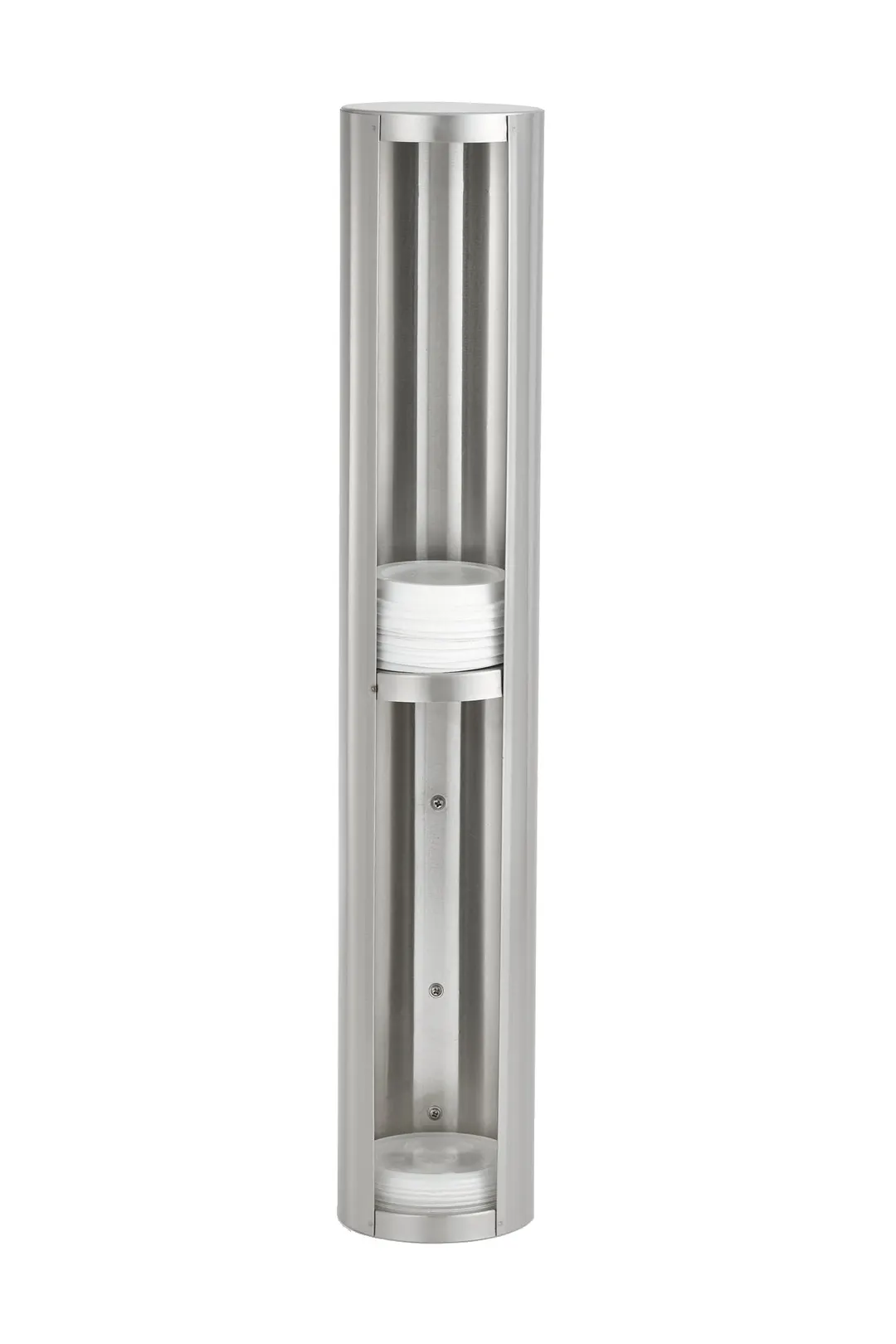 Vollrath LD2-2 Lid Dispenser, 2 Compartments, Stainless, 25-1/2" H x 4-1/3" D, Wall Mountable
