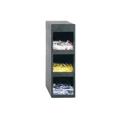 Vollrath LSC3-3P Three-Pocket Condiment Dispenser, Black, 21-3/8"H x 6 7/8"W x 13"D, Plastic