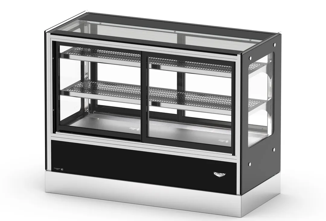 Vollrath RDCCB-36SS 36" Full Service Countertop Refrigerated Display Case with Sliding Glass Door, 2 Shelves
