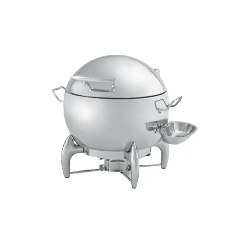 Vollrath T3633 D-Lux Soup Chafer Station - 11-Qt Stainless Steel, Hinged Closing Lid, Ladle Tray