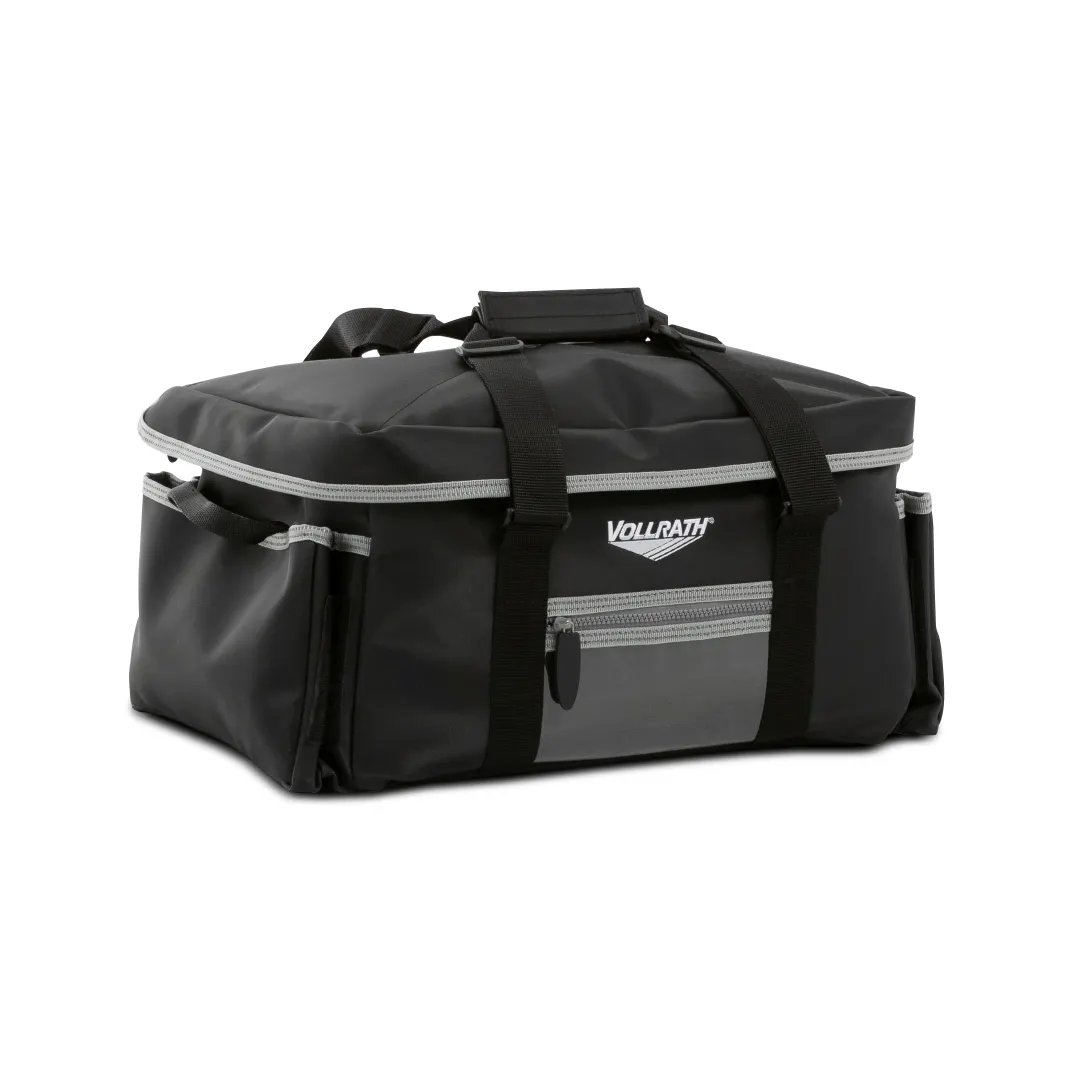 Vollrath VCBM500 Medium Insulated Catering Bag, 17x13x9, Black, 2-Tray Capacity, Laminated Polyester & PVC