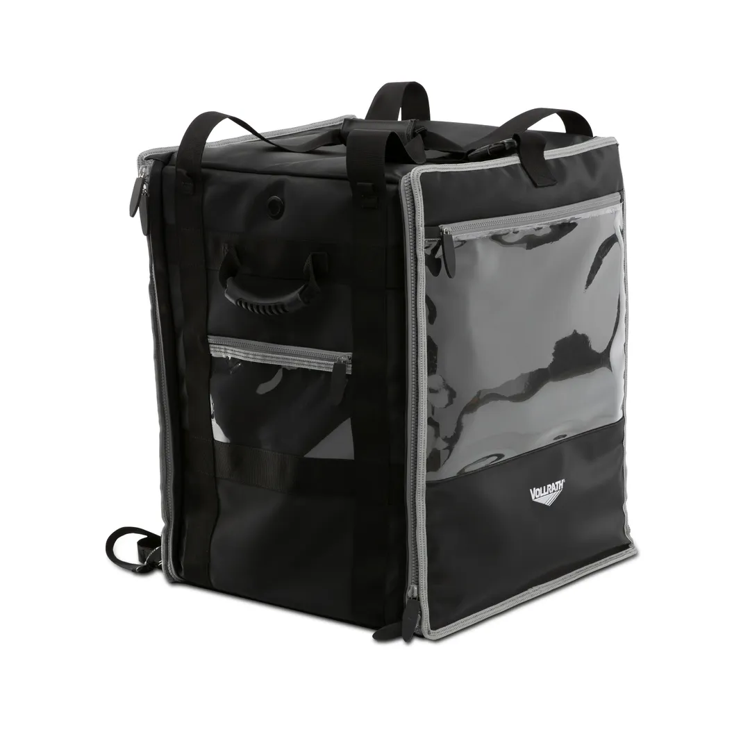 Vollrath VTB500 Insulated Tower Delivery Bag, 18x22x17, Black Laminated Polyester, 10 Pizza Boxes Capacity