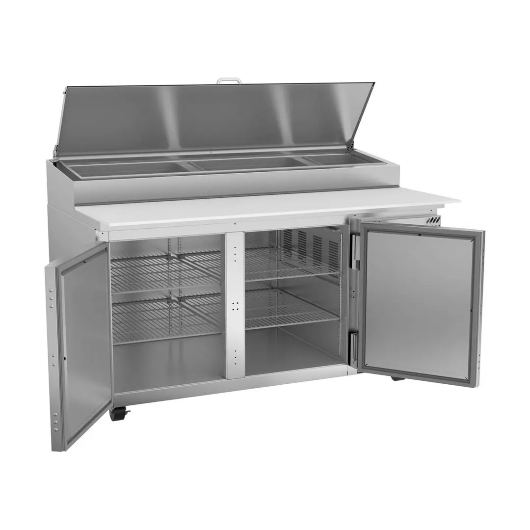Victory VPP60HC 60" 2-Section Refrigerated Pizza Prep Table w/ 2 Doors, 17.76 cu. ft.