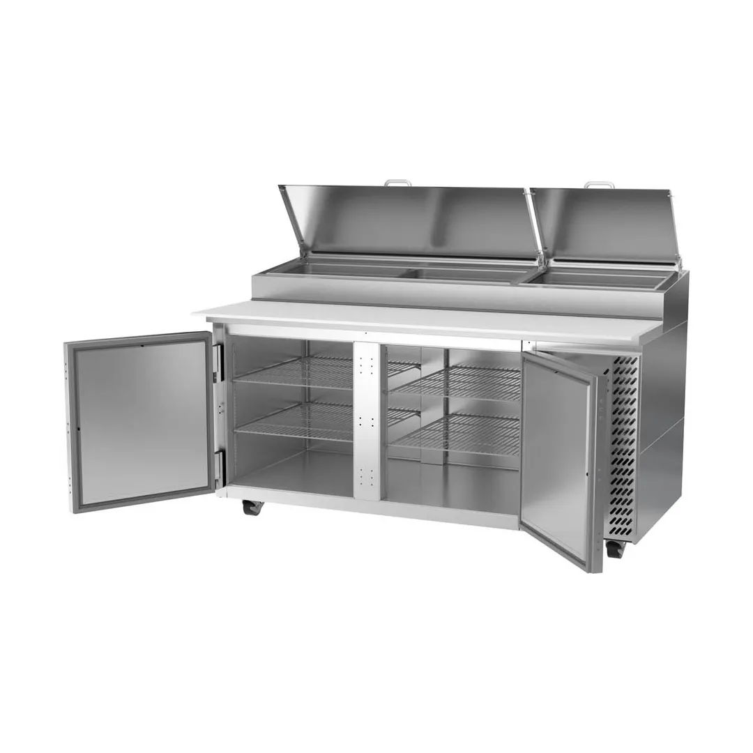 Victory VPP67HC 67" 2-Section Refrigerated Pizza Prep Table w/ 2 Doors, 20 cu. ft.