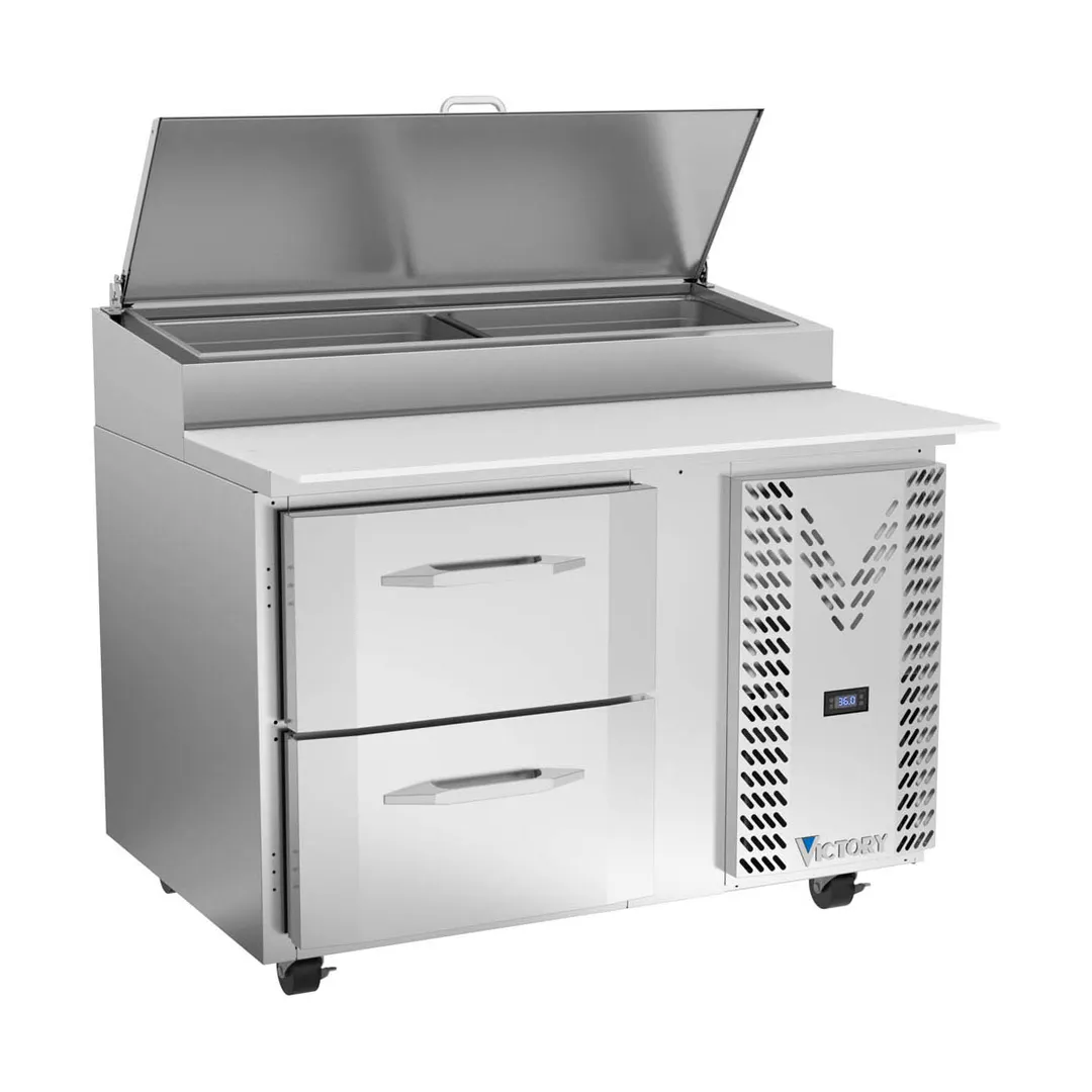 Victory VPPD46HC-2 46" 1-Section Refrigerated Pizza Prep Table w/ 2 Drawers, 12 cu. ft.