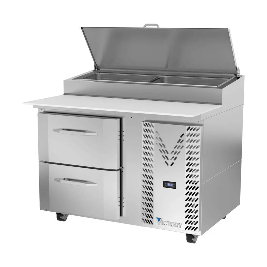 Victory VPPD46HC-2 46" 1-Section Refrigerated Pizza Prep Table w/ 2 Drawers, 12 cu. ft.