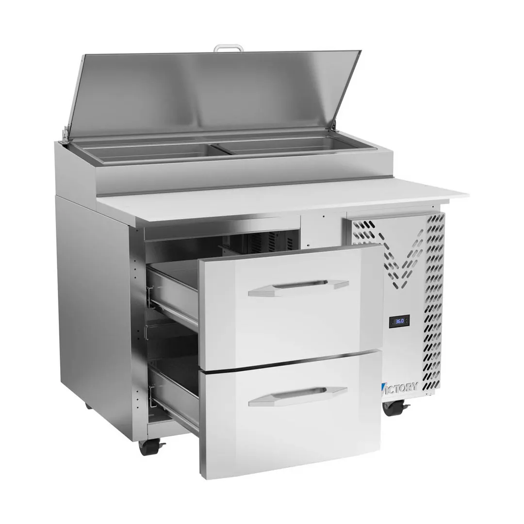 Victory VPPD46HC-2 46" 1-Section Refrigerated Pizza Prep Table w/ 2 Drawers, 12 cu. ft.