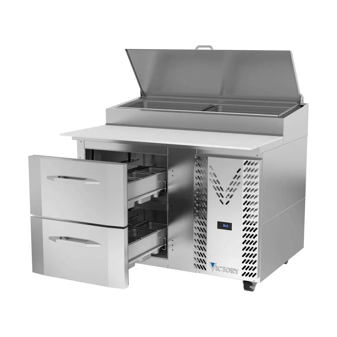 Victory VPPD46HC-2 46" 1-Section Refrigerated Pizza Prep Table w/ 2 Drawers, 12 cu. ft.