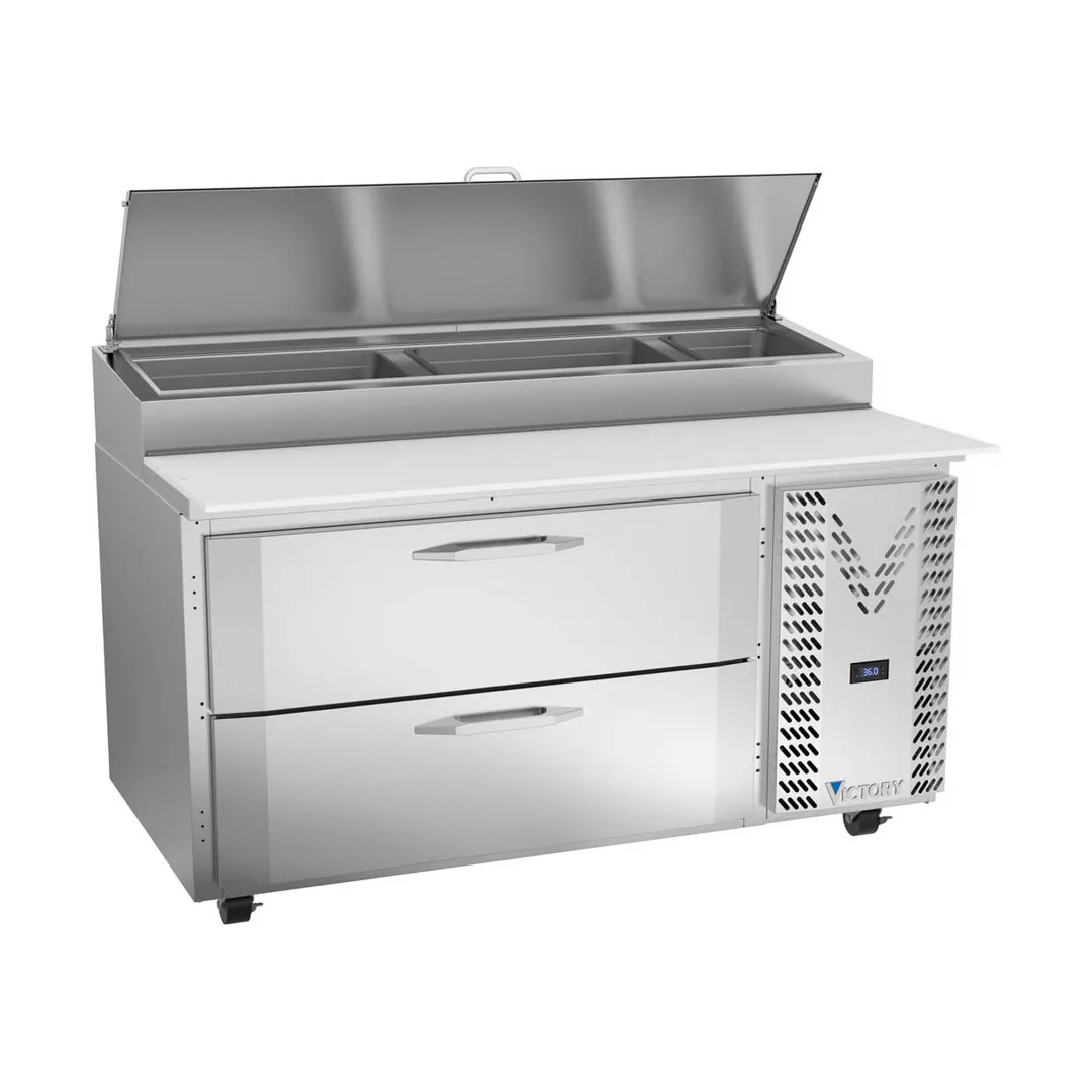 Victory VPPD60HC-2 60" 1-Section Refrigerated Pizza Prep Table w/ 2 Drawers, 17.76 cu. ft.
