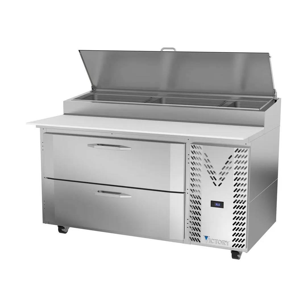 Victory VPPD60HC-2 60" 1-Section Refrigerated Pizza Prep Table w/ 2 Drawers, 17.76 cu. ft.