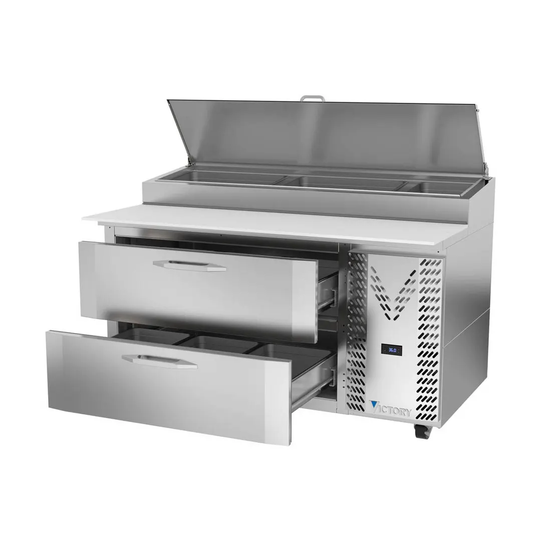 Victory VPPD60HC-2 60" 1-Section Refrigerated Pizza Prep Table w/ 2 Drawers, 17.76 cu. ft.