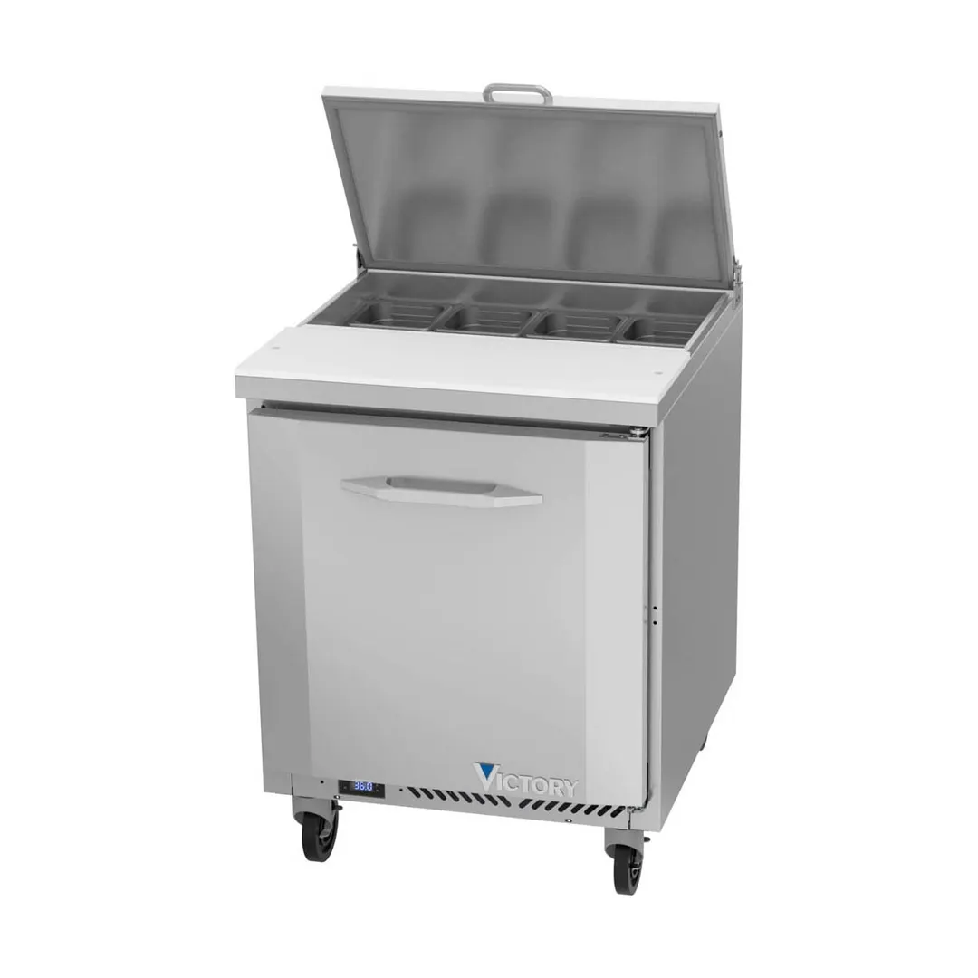 Victory VSP27HC-08 27" One Section Sandwich / Salad Prep Table w/ 1 Door, 8 Pans