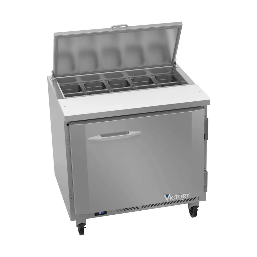 Victory VSP36HC-10 36" One Section Sandwich / Salad Prep Table w/ 1 Door, 10 Pans