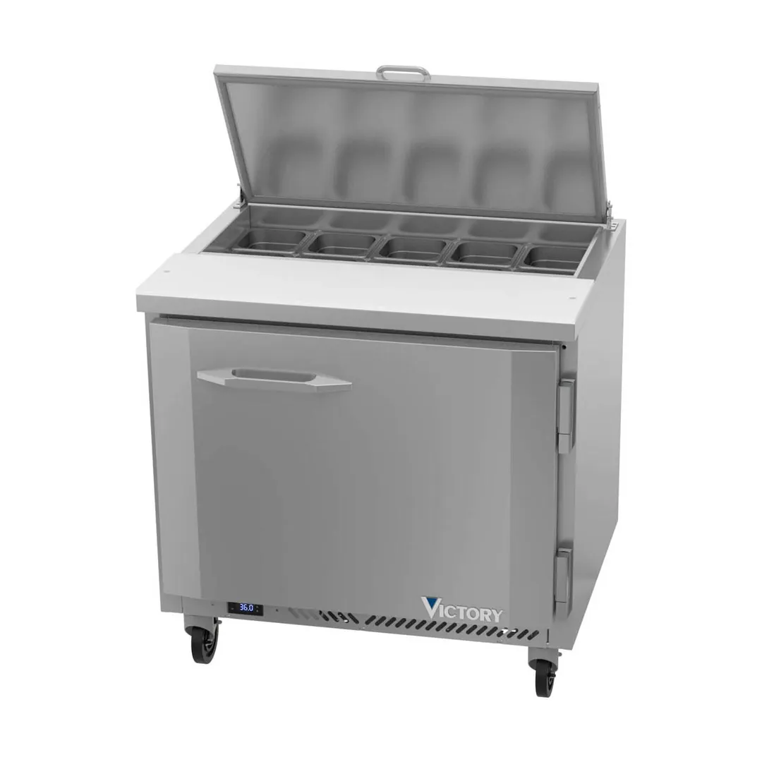 Victory VSP36HC-10 36" One Section Sandwich / Salad Prep Table w/ 1 Door, 10 Pans