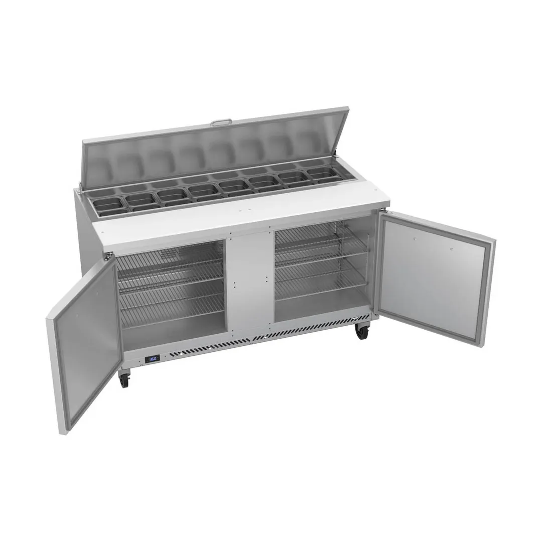 Victory VSP60HC-16 60" Two Section Sandwich / Salad Prep Table w/ 2 Doors, 16 Pans