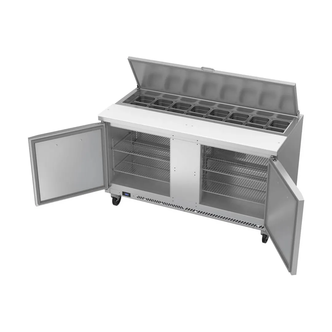 Victory VSP60HC-16 60" Two Section Sandwich / Salad Prep Table w/ 2 Doors, 16 Pans