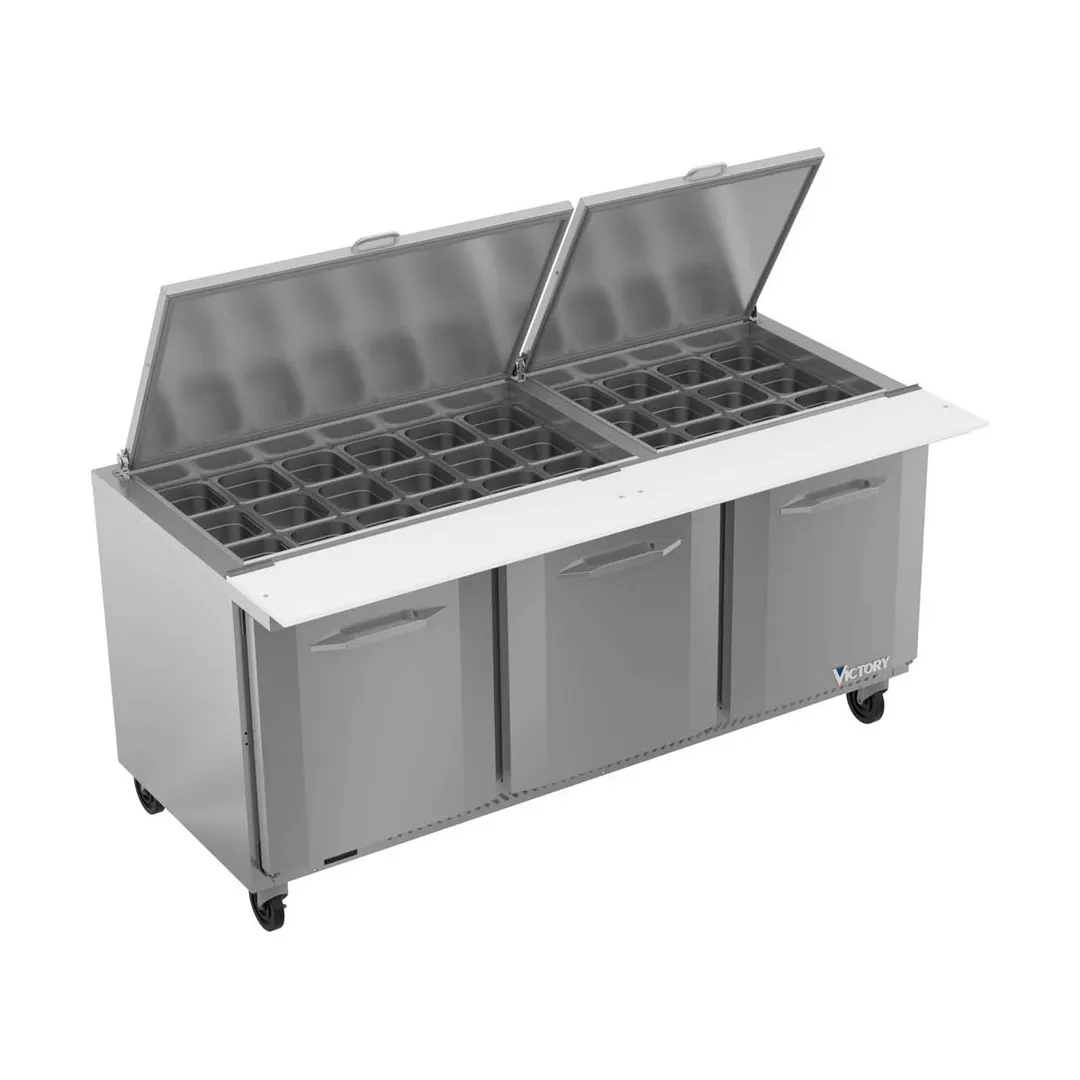 Victory VSP72HC-30B 72" Mega Top Sandwich/Salad Prep Table w/ 3 Doors, 30 Pans