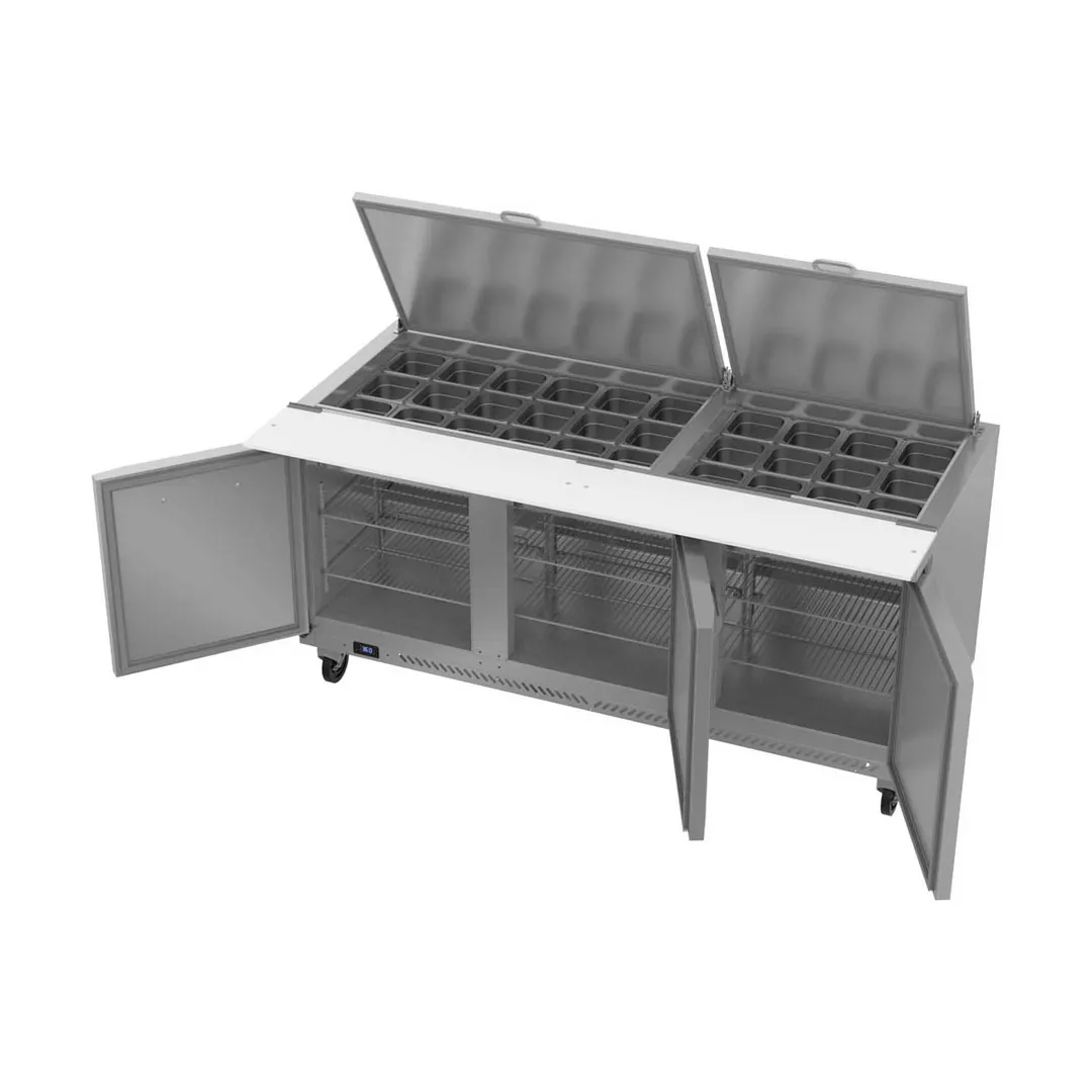 Victory VSP72HC-30B 72" Mega Top Sandwich/Salad Prep Table w/ 3 Doors, 30 Pans