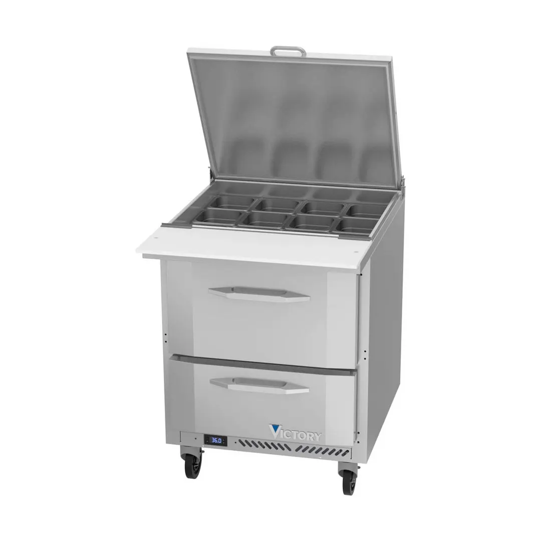 Victory VSPD27HC-12B-2 27" Mega Top Sandwich/Salad Prep Table w/ 2 Drawers, 12 Pans