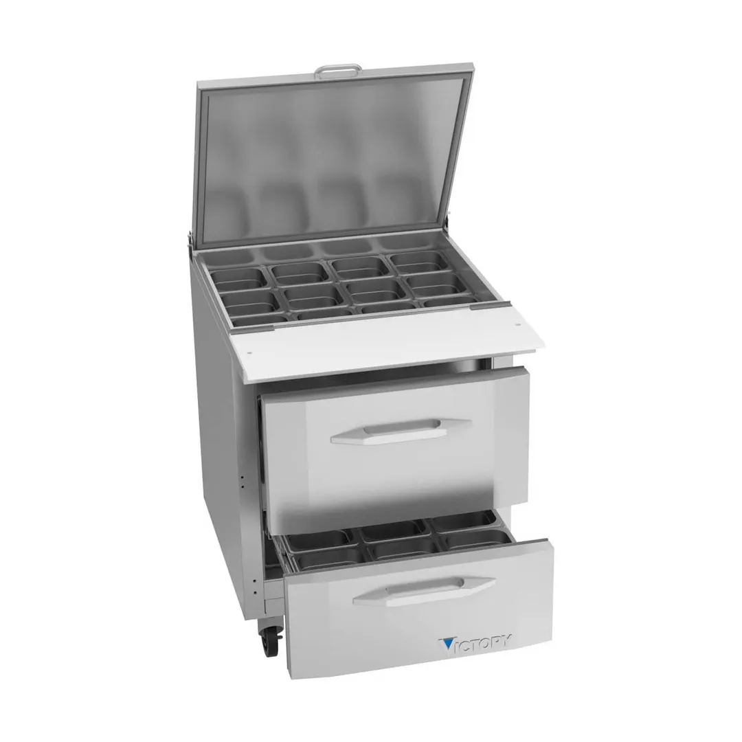 Victory VSPD27HC-12B-2 27" Mega Top Sandwich/Salad Prep Table w/ 2 Drawers, 12 Pans