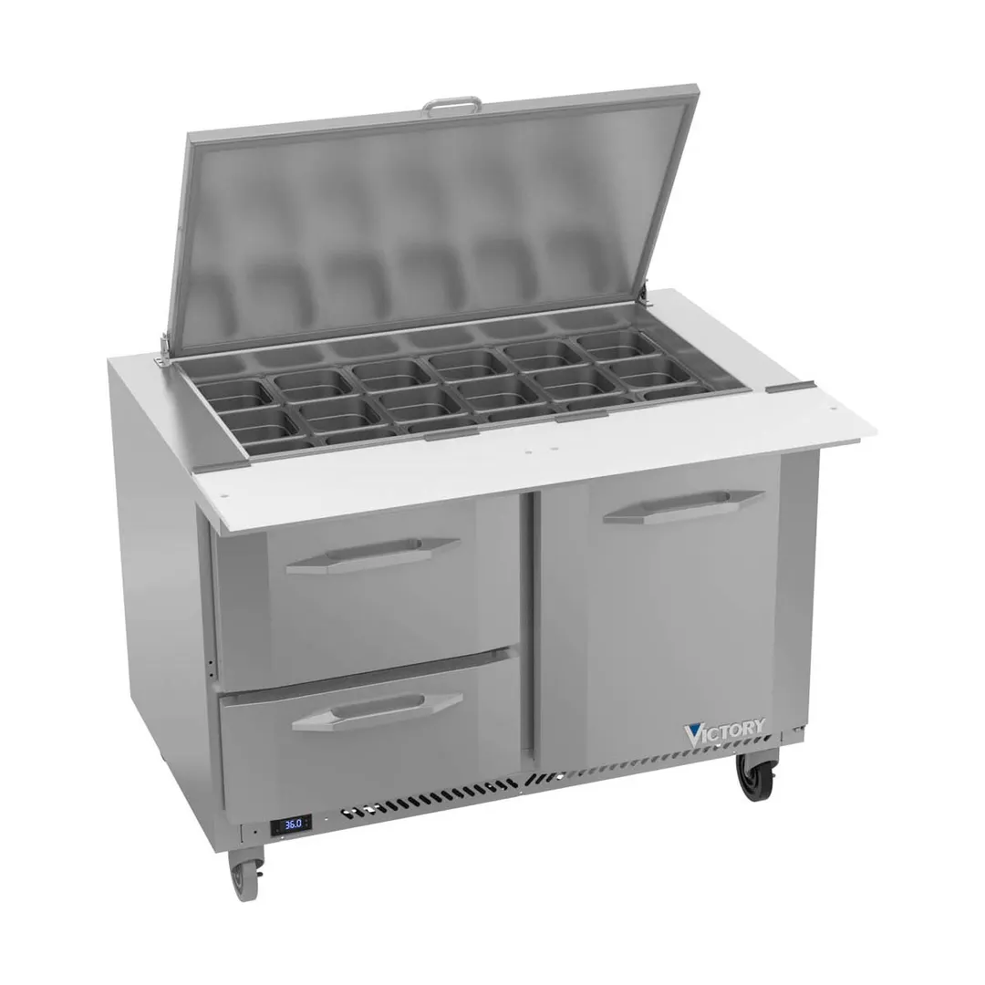 Victory VSPD48HC-18B-2 48" Mega Top Sandwich/Salad Prep Table w/ 2 Drawers & 1 Door, 18 Pans