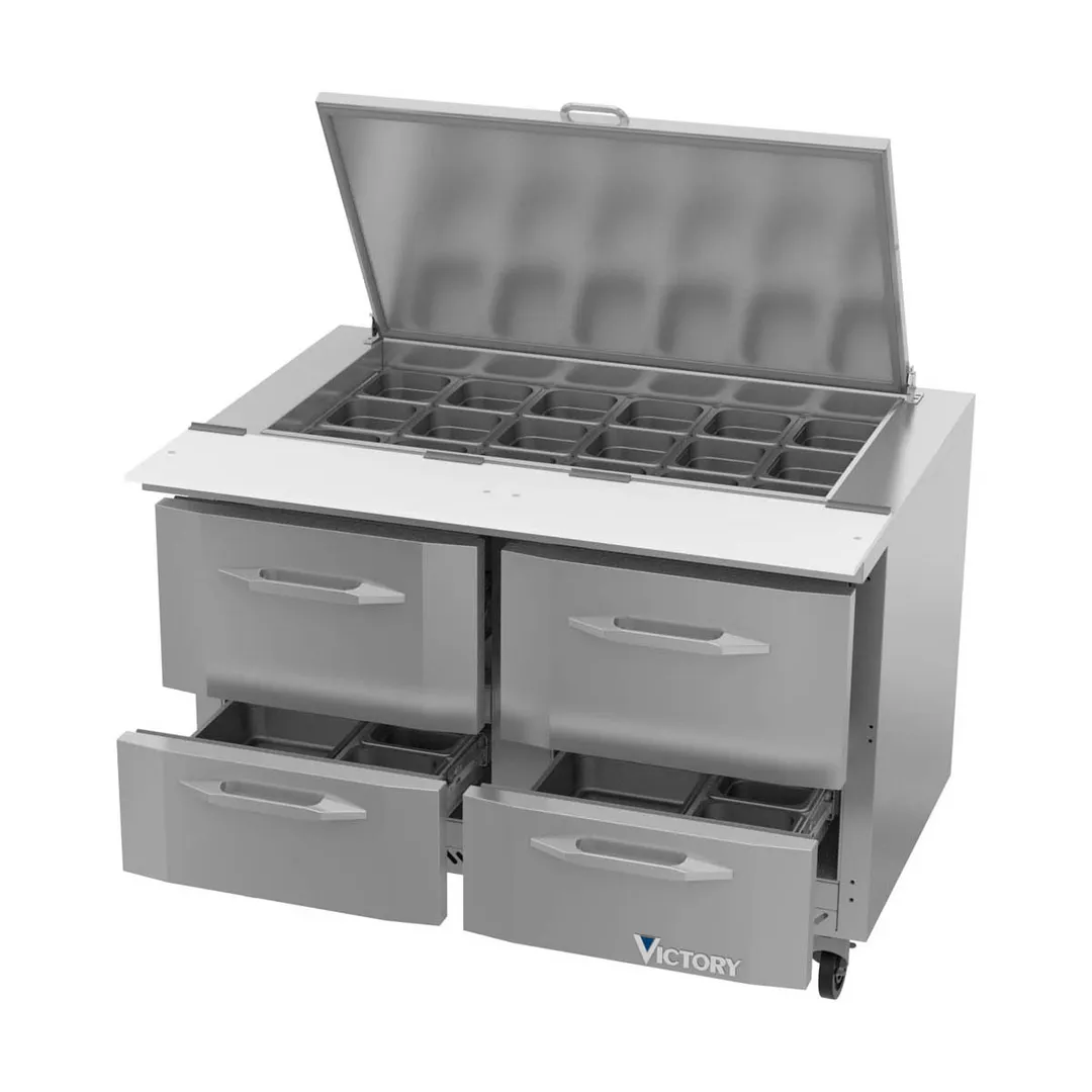 Victory VSPD48HC-18B-4 48" Mega Top Sandwich/Salad Prep Table w/ 4 Drawers, 18 Pans