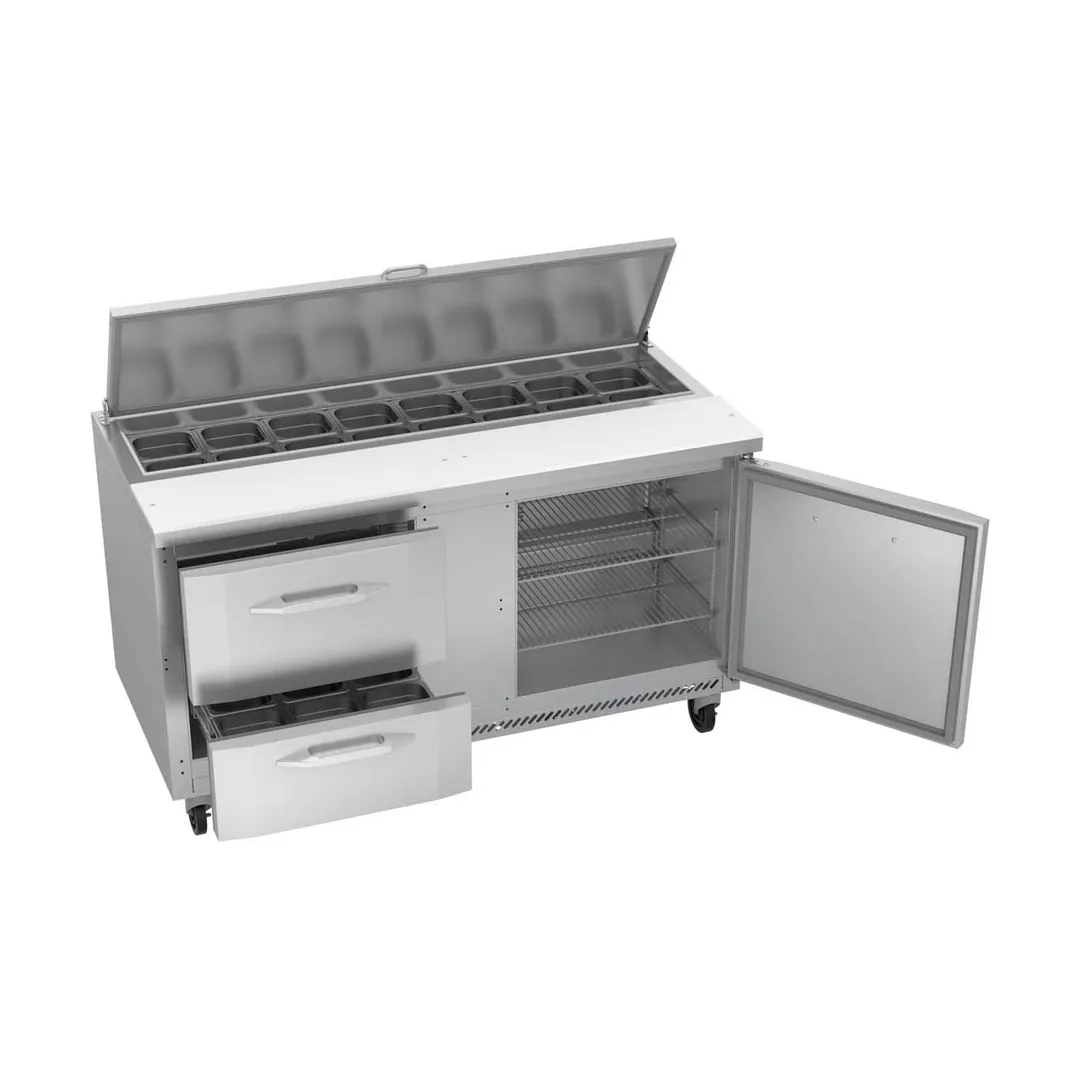 Victory VSPD60HC-16-2 60" Sandwich / Salad Prep Table w/ 2 Drawers & 1 Door, 16 Pans