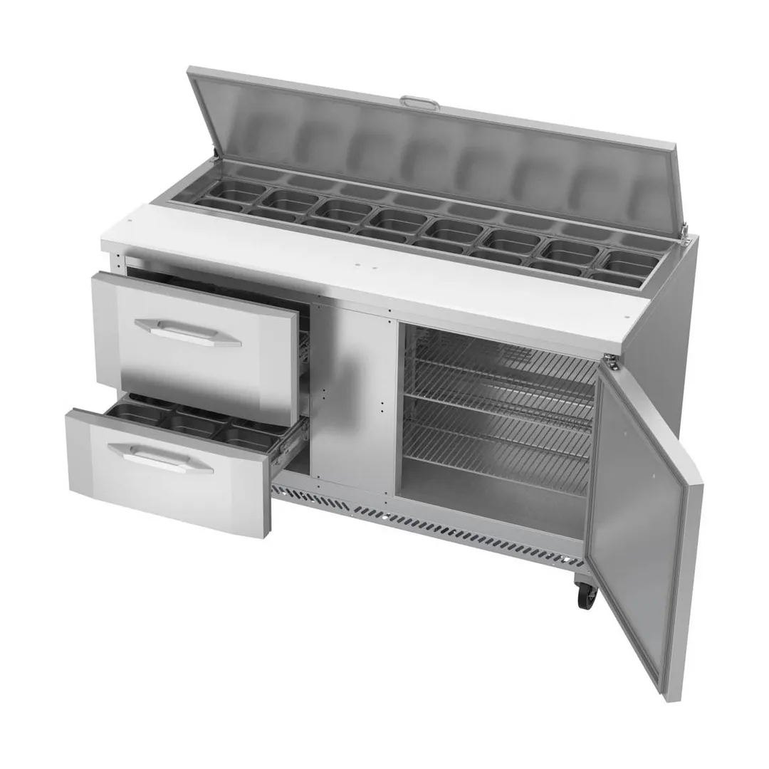 Victory VSPD60HC-16-2 60" Sandwich / Salad Prep Table w/ 2 Drawers & 1 Door, 16 Pans