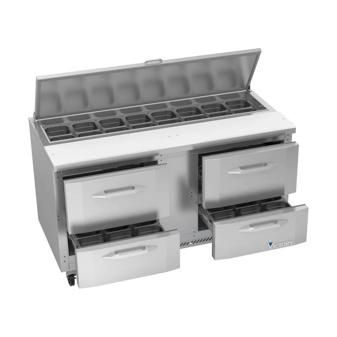 Victory VSPD60HC-16-4 60" Two Section Sandwich / Salad Prep Table w/ 4 Drawers, 16 Pans