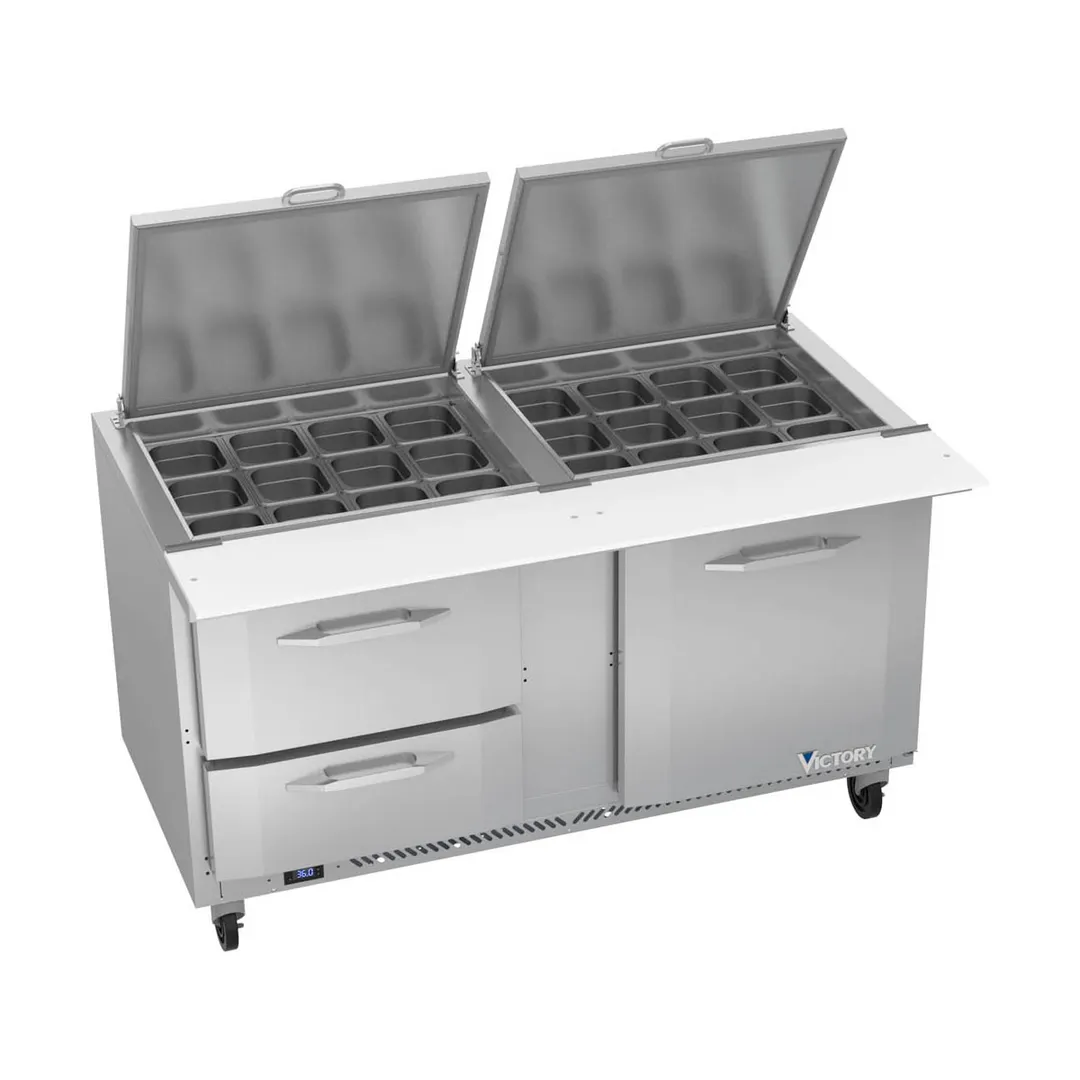 Victory VSPD60HC-24B-2 60" Mega Top Sandwich/Salad Prep Table w/ 2 Drawers & 1 Door, 24 Pans