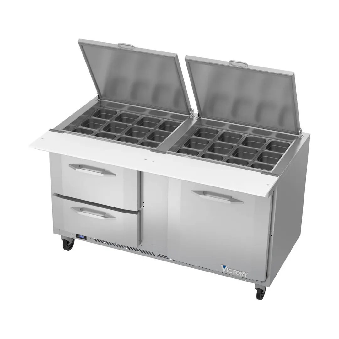 Victory VSPD60HC-24B-2 60" Mega Top Sandwich/Salad Prep Table w/ 2 Drawers & 1 Door, 24 Pans