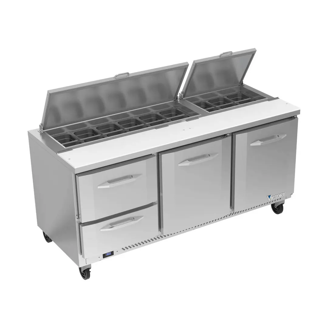 Victory VSPD72HC-18-2 72" Sandwich / Salad Prep Table w/ 2 Drawers & 2 Doors, 18 Pans