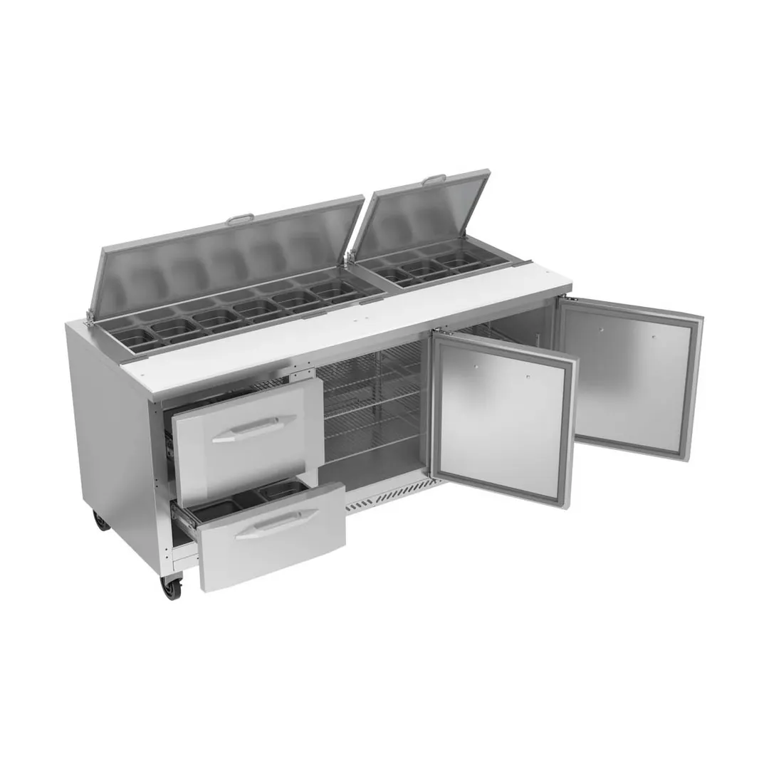 Victory VSPD72HC-18-2 72" Sandwich / Salad Prep Table w/ 2 Drawers & 2 Doors, 18 Pans
