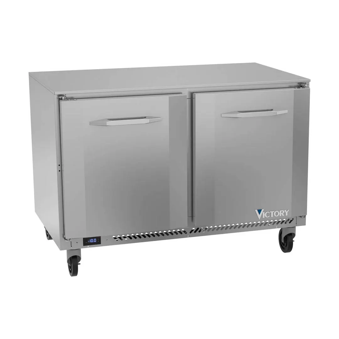 Victory VUF48HC 48" 2-Door Undercounter Freezer, Stainless Steel Exterior, 11 cu. ft.