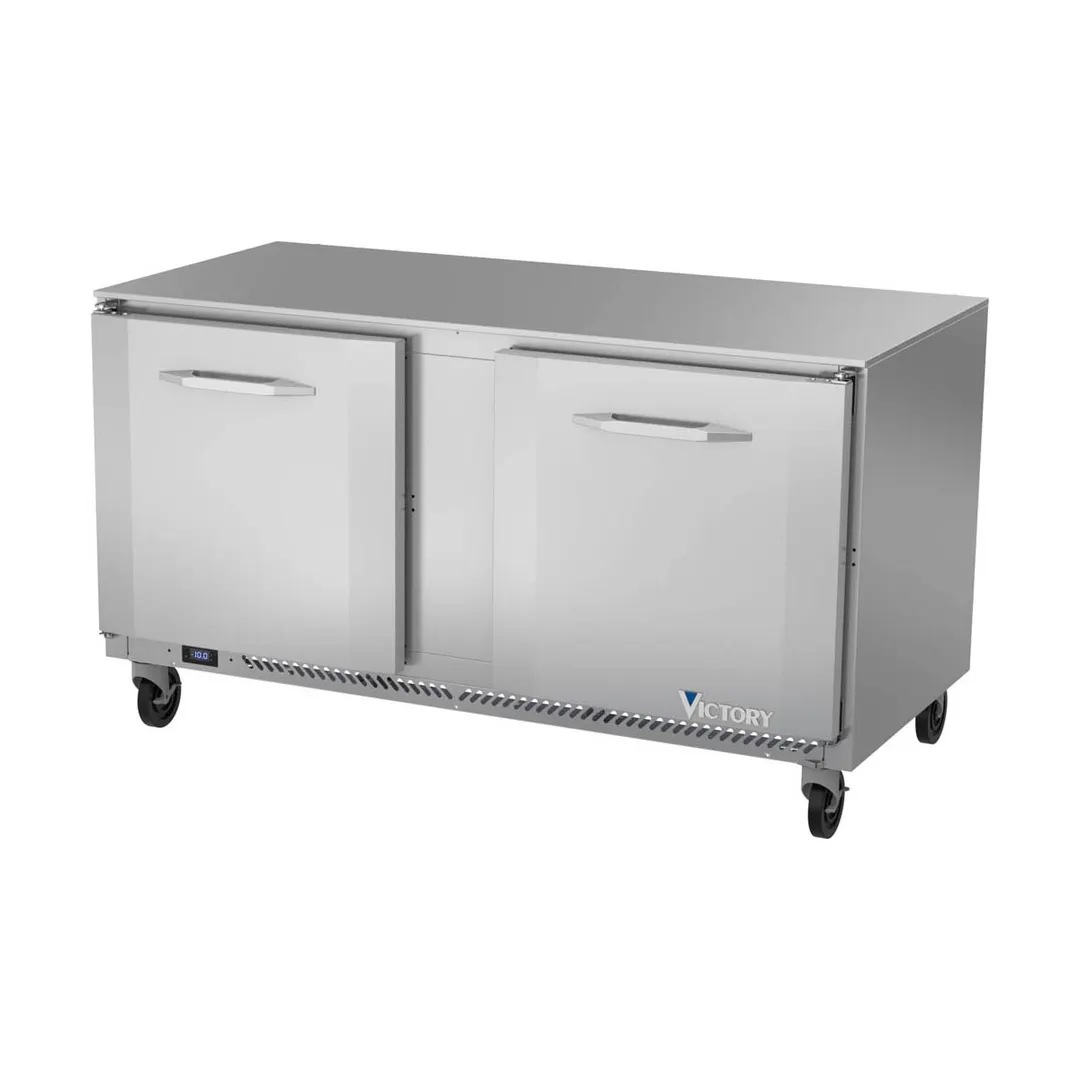 Victory VUF60HC 60" 2-Door Undercounter Freezer, Stainless Steel, V‑Core™ Self‑Contained, 14.4 cu. ft.