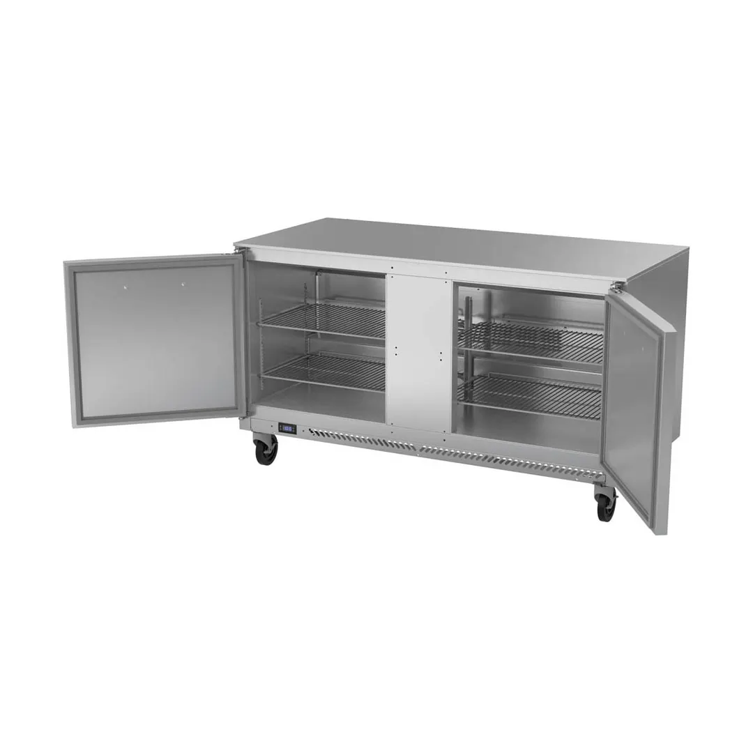 Victory VUF60HC 60" 2-Door Undercounter Freezer, Stainless Steel, V‑Core™ Self‑Contained, 14.4 cu. ft.