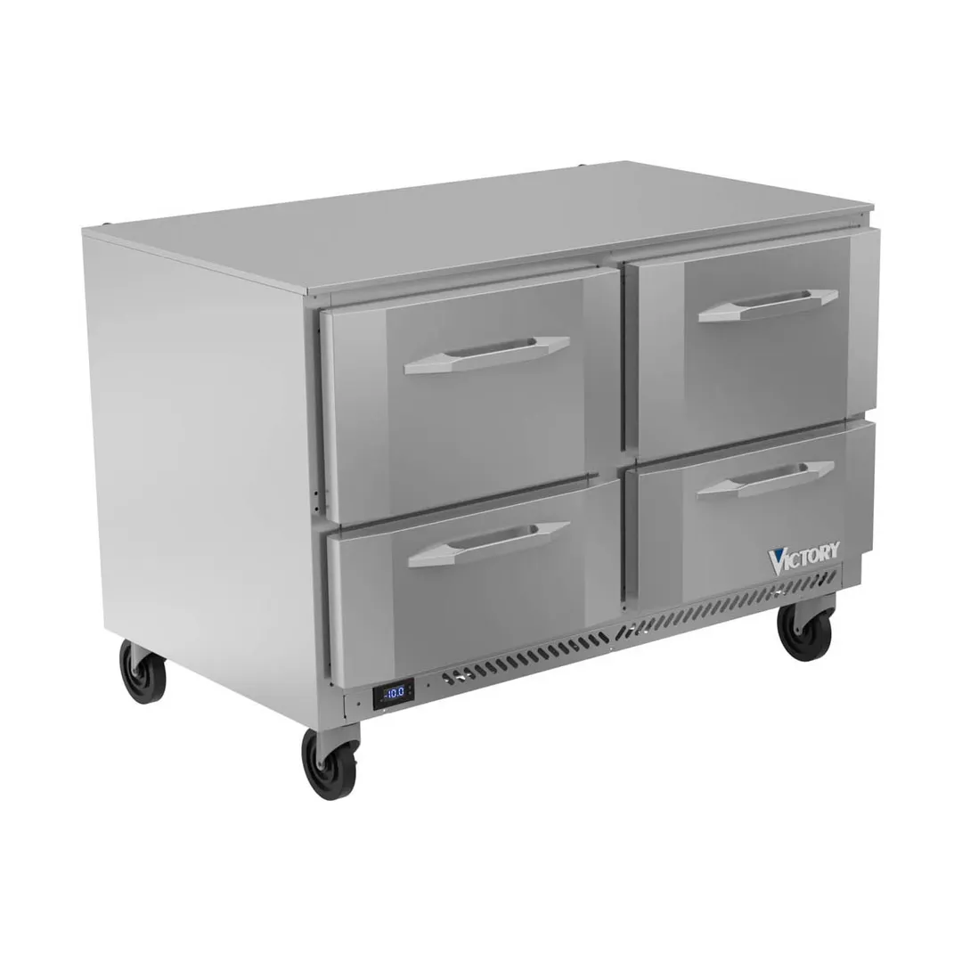 Victory VUFD48HC-4 48" 4-Drawer Undercounter Freezer, Stainless Steel Exterior, 11 cu. ft., V‑Core™ 1/2 HP