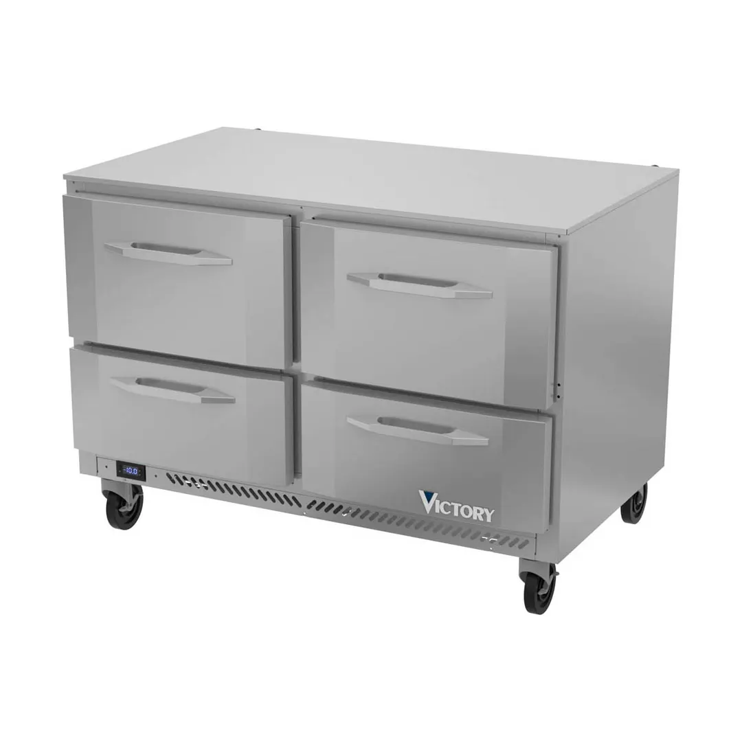 Victory VUFD48HC-4 48" 4-Drawer Undercounter Freezer, Stainless Steel Exterior, 11 cu. ft., V‑Core™ 1/2 HP