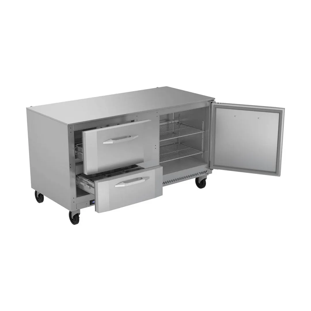 Victory VUFD60HC-2 60" 2-Section Undercounter Freezer w/ 2 Drawers & 1 Door, 14.4 cu. ft.