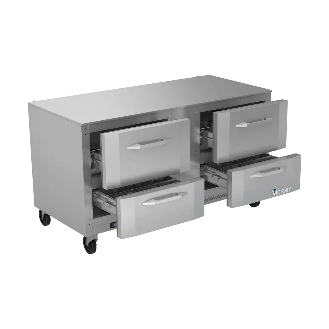 Victory VUFD60HC-4 60" 2-Section Undercounter Freezer w/ 4 Drawers, 14.4 cu. ft.