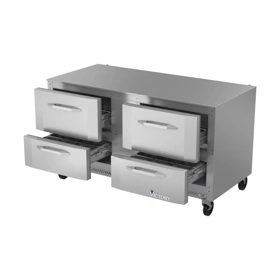 Victory VUFD60HC-4 60" 2-Section Undercounter Freezer w/ 4 Drawers, 14.4 cu. ft.