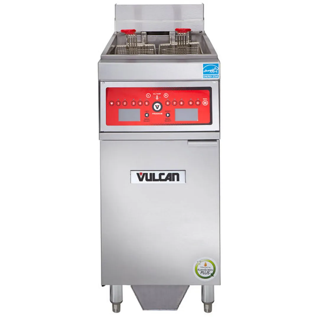 Vulcan 1ER50CF Full Pot Floor Model Electric Fryer w/ 50-lb., Computer Controls, Twin Baskets
