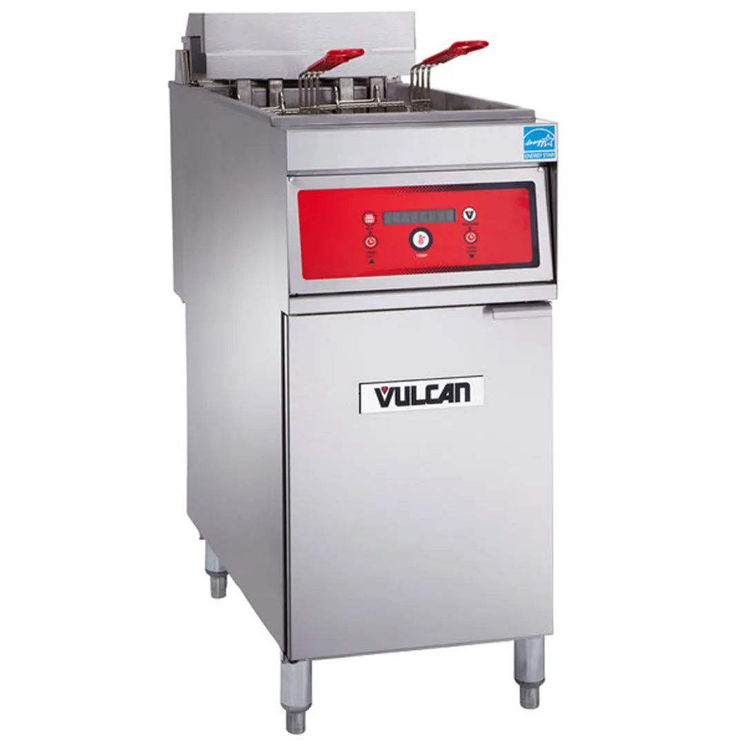 Vulcan 1ER50D 15" Floor Model Electric Full Pot Fryer w/ 50 Lbs, Twin Baskets, Digital Controls