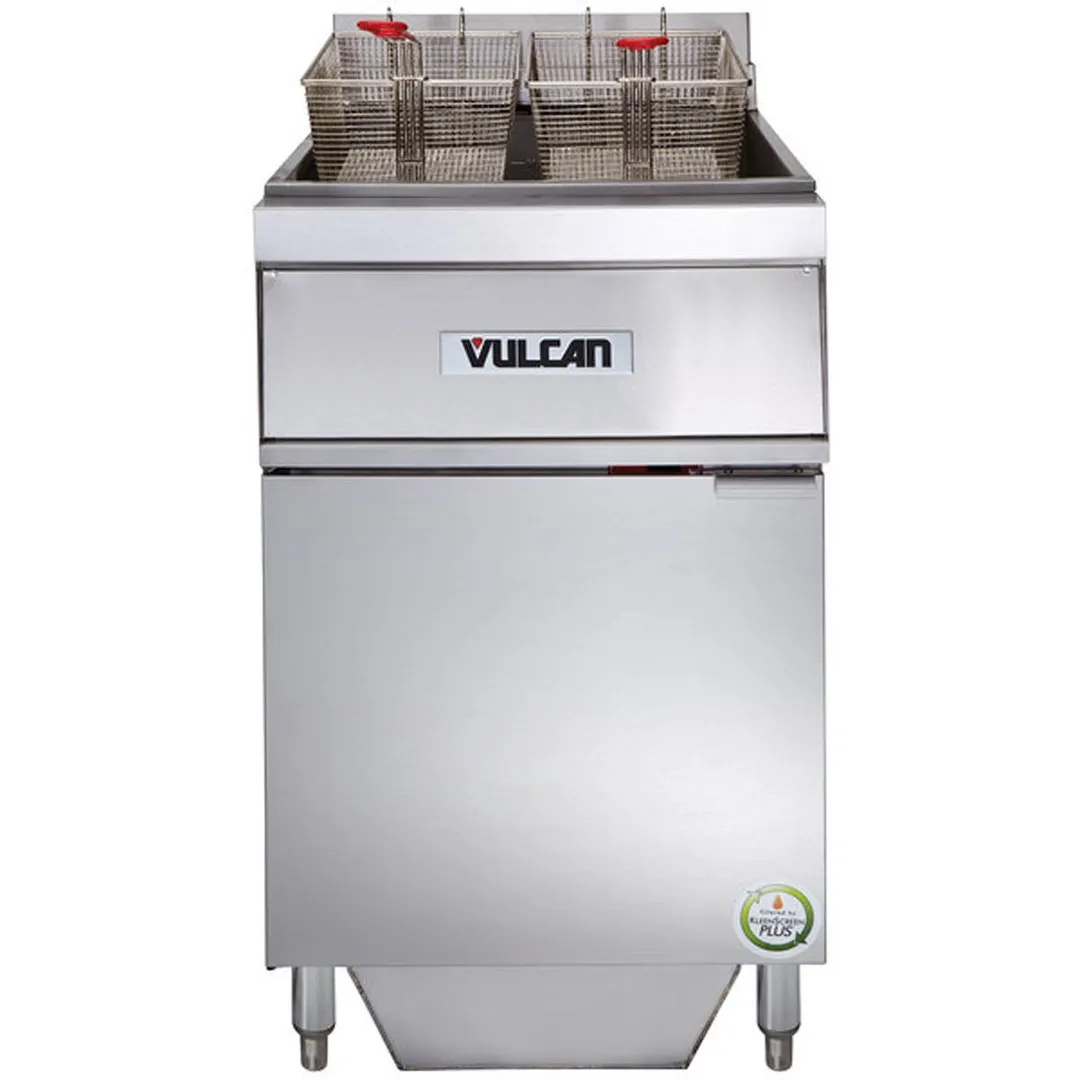 Vulcan 1ER85AF Full Pot Floor Model Electric Fryer w/ 85-lb., Analog Controls, Twin Baskets