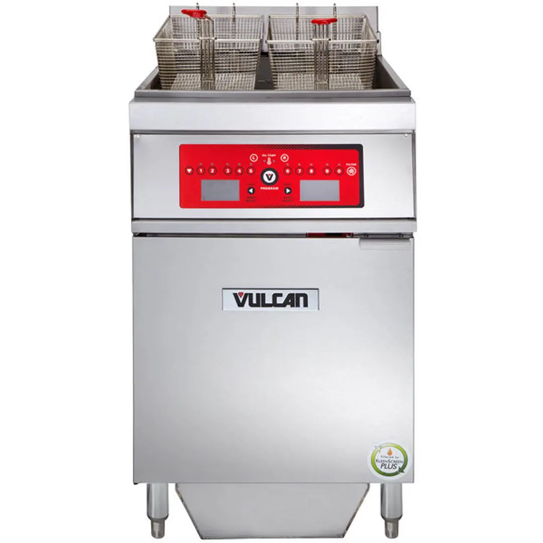 Vulcan 1ER85CF Full Pot Floor Model Electric Fryer w/ 85-lb., Computer Controls, Twin Baskets
