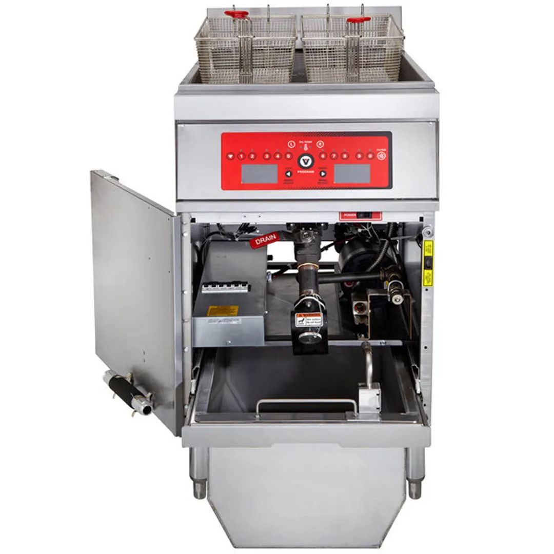 Vulcan 1ER85CF Full Pot Floor Model Electric Fryer w/ 85-lb., Computer Controls, Twin Baskets